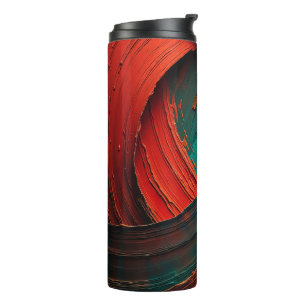 Dikke Impasto Olie Geschilderde Abstract Thermosbeker