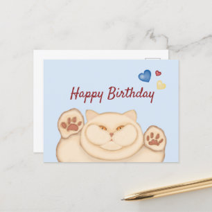 Dikke kat Gefeliciteerd Briefkaart