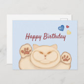 Dikke kat Gefeliciteerd Briefkaart (Voorkant / Achterkant)