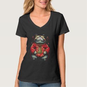 Dikke Lieve Kat Japanse Samurai Sumo Dier 2 T-shirt