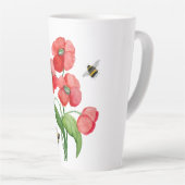 Dikke rode papaver en hommels latte mok (Rechterhoek)