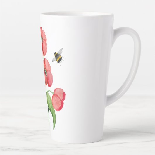 Dikke rode papaver en hommels latte mok (Rechts)