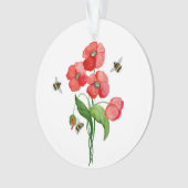 Dikke rode papaver en hommels ornament (voorkant)
