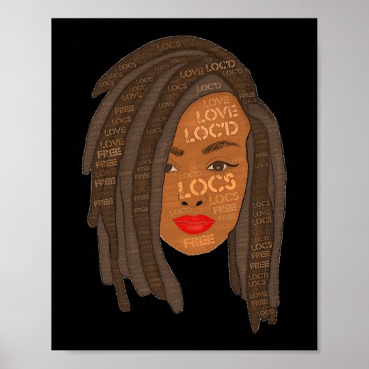 Dikke Sloten Zwart Vrouw Dreadlock Art Poster (Voorkant)