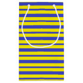 Dikte en dunne blauwe en gele strepen klein cadeauzakje (Achterkant)