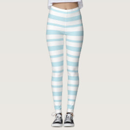 Dikte en dunne pasteelblauw en witte strepen leggings