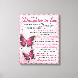 DIL Butterfly Je bent ook mijn dochter in het hart Canvas Afdruk