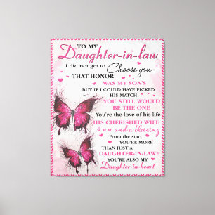 DIL Butterfly Je bent ook mijn dochter in het hart Canvas Afdruk