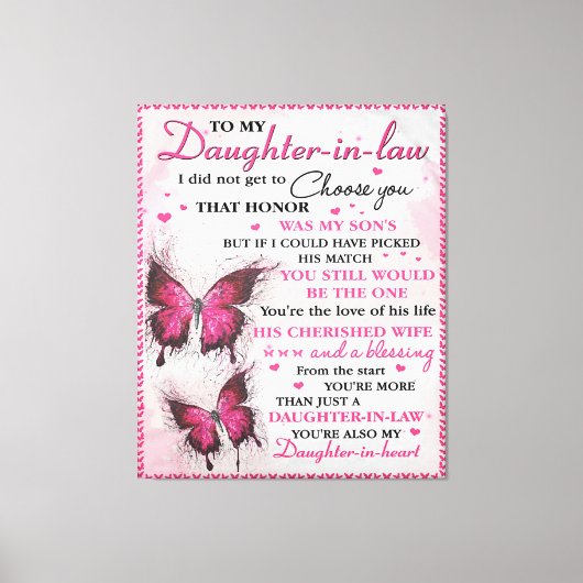 DIL Butterfly Je bent ook mijn dochter in het hart Canvas Afdruk (Voorkant)