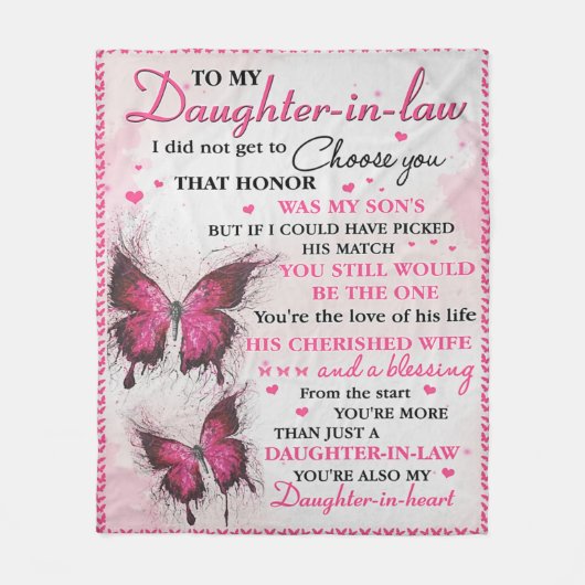 DIL Butterfly Je bent ook mijn dochter in het hart Fleece Deken (Voorkant)