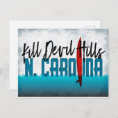 Dill Devil Hills Briefkaart North Carolina Surfboa (Voorkant / Achterkant)
