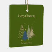 Dill Green Pink & Gold Christmas Trees  Keramisch Ornament (Rechts)