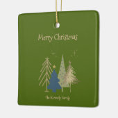 Dill Green Pink & Gold Christmas Trees  Keramisch Ornament (Links)