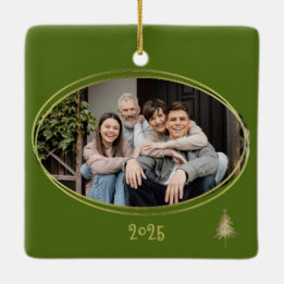 Dill Green Pink & Gold Christmas Trees  Keramisch Ornament