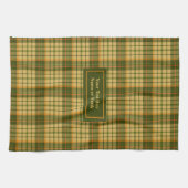 Dill Green Yellow Plaid Dish Towel Custom Name Theedoek (Horizontaal)
