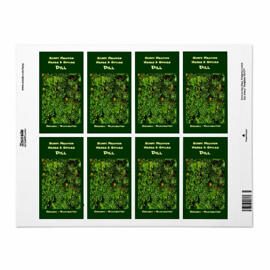 Dill Herbal Labels (Full Sheet)