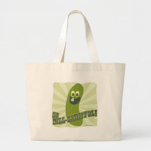 Dill-lightful Pickle Love Fun Cartoon Food Art Grote Tote Bag