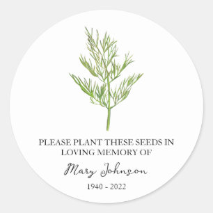 Dill Memorial Funeral Seed Packet Ronde Sticker