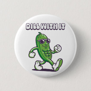 Dill met het koele augurk ronde button 5,7 cm