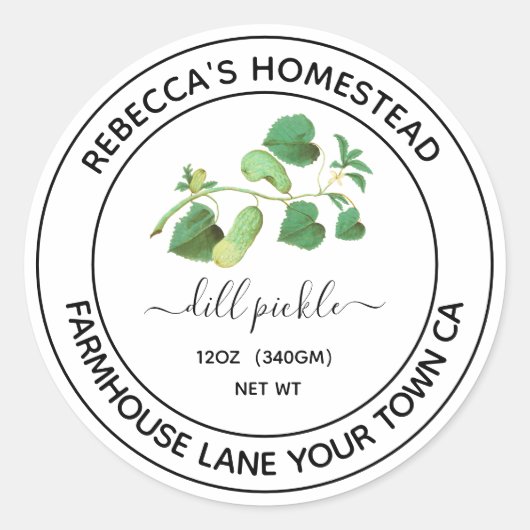Dill pickle  bliksetiket ronde sticker (Voorkant)