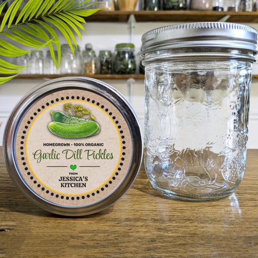 Dill Pickle Canning Jar Kraft Étiquette de style p