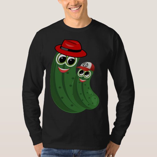 Dill Pickle Dad and Son Wearing Hats T-shirt (Voorkant)