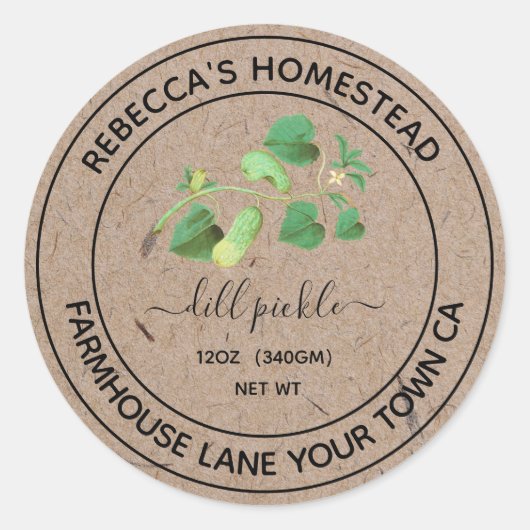 Dill Pickle Kraft Papier Canning Jar Étiquette (Devant)