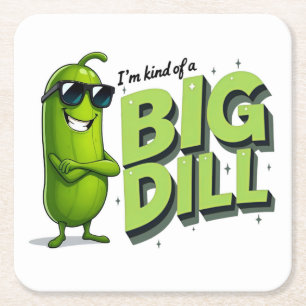 Dill Pickles Lovers Gift - Grappige Cartoon Design Vierkante Kartonnen Onderzetter