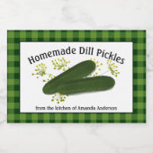 Dill Pickles Plaid H Food Label Voedselcontainer Etiket (Enkel label)