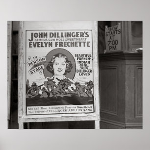 Dillinger's Pistool Moll SweeLieverd, 1938. Vintag Poster