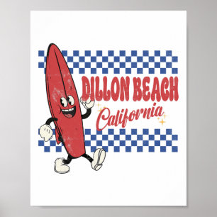 Dillon Beach Californië Retro Surfer Vintage Stran Poster