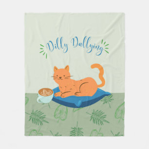 Dilly Dallying Oranje kat Fleece Deken