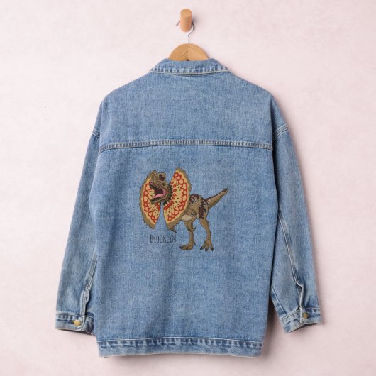Dilophosaurus cartoon illustratie denim jacket (Hangar)