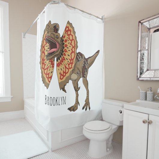 Dilophosaurus cartoon illustratie douchegordijn (In situ)