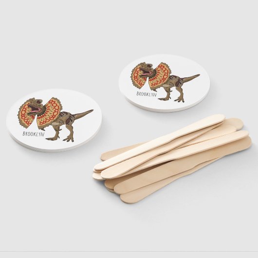 Dilophosaurus cartoon illustratie handwaaier (Niet-gemonteerd)