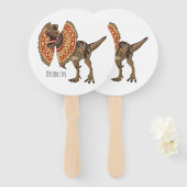 Dilophosaurus cartoon illustratie handwaaier (Voorkant en achterkant)