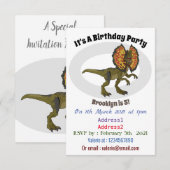 Dilophosaurus cartoon illustratie kaart (Voorkant / Achterkant)