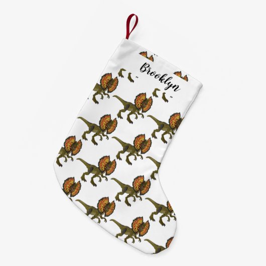 Dilophosaurus cartoon illustratie kleine kerstsok (Voorkant (Hangend))