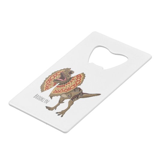 Dilophosaurus cartoon illustratie kredietkaart flessenopener (Achterkant Gekanteld)