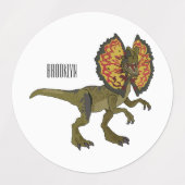 Dilophosaurus cartoon illustratie labels (Design 1)