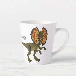 Dilophosaurus cartoon illustratie latte mok