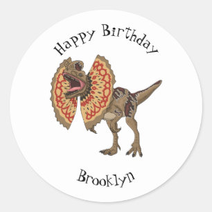 Dilophosaurus cartoon illustratie ronde sticker
