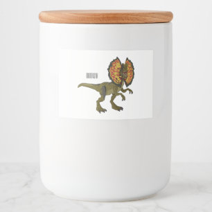Dilophosaurus cartoon illustratie voedselcontainer etiket
