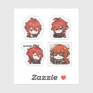 Diluc Genshin Impact 4 stuks stickerblad Sticker