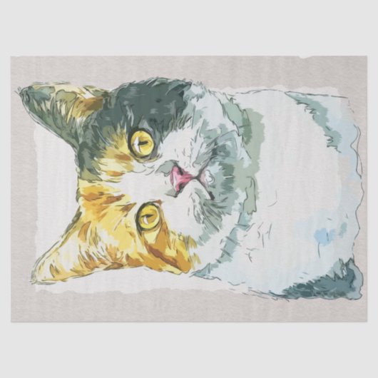 Dilute Calico Cat Waterverf Sketch Tissuepapier (Voorkant)