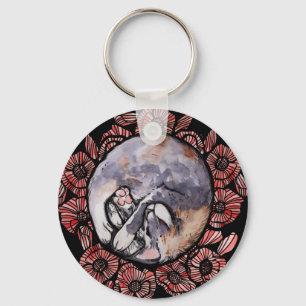 Dilute Calico Kitty Cat Red Poppy Flower Cats Sleutelhanger