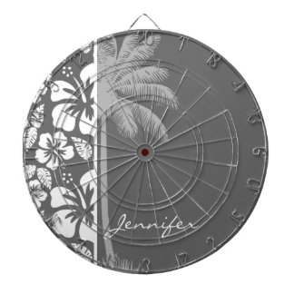 Dim Grey Tropical Hibiscus; Palmboom Dartbord