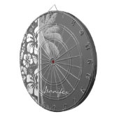 Dim Grey Tropical Hibiscus; Palmboom Dartbord (Voorkant Rechts)