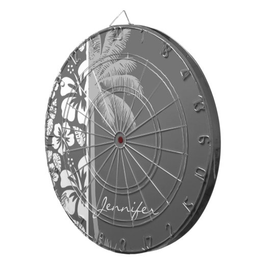 Dim Grey Tropical Hibiscus; Palmboom Dartbord (Voorkant Rechts)