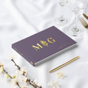 Dim Lavender Berry Twig 2 Initiaal Monogram Huweli Gastenboek